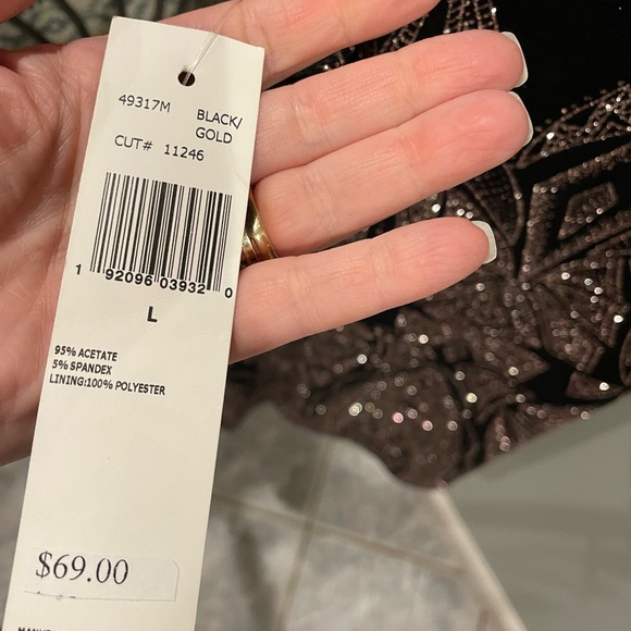 Jump Apparel black & gold party dress size L, high neck cutout. - Picture 4 of 5